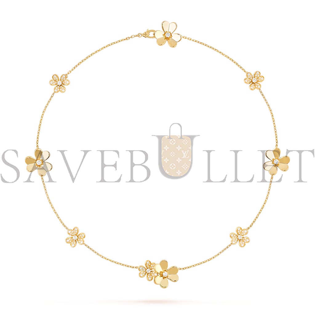 VAN CLEEF ARPELS FRIVOLE NECKLACE, 9 FLOWERS - YELLOW GOLD, DIAMOND  VCARP3W600